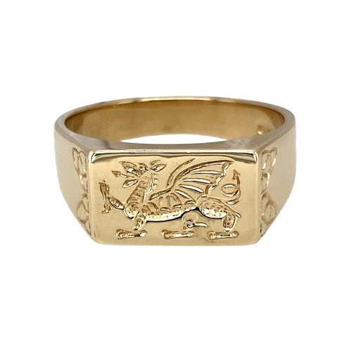 9ct Gold Welsh Dragon Signet Ring
