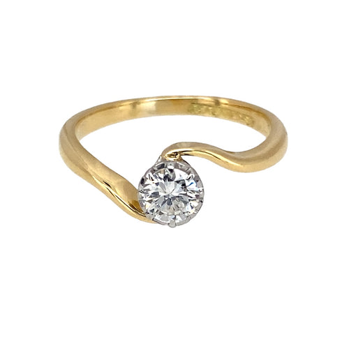 18ct Gold & Diamond Set Twist Solitaire Ring