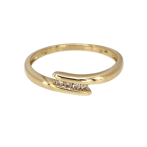 9ct Gold & Diamond Set Crossover Band Ring