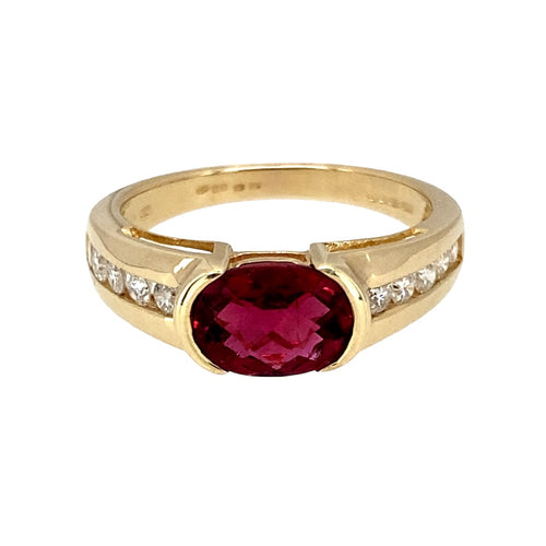 9ct Gold Diamond & Pink Tourmaline Set Ring