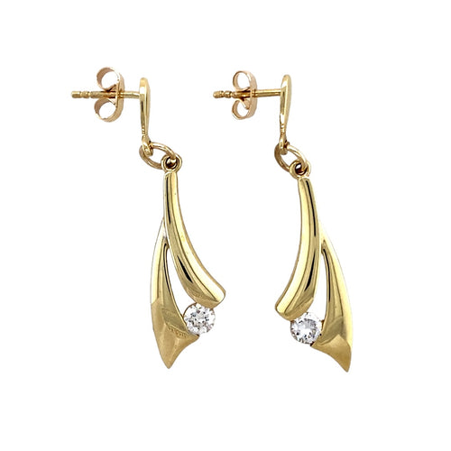9ct Gold & Cubic Zirconia Set Dropper Earrings