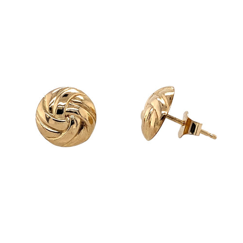 9ct Gold Swirl Button Stud Earrings