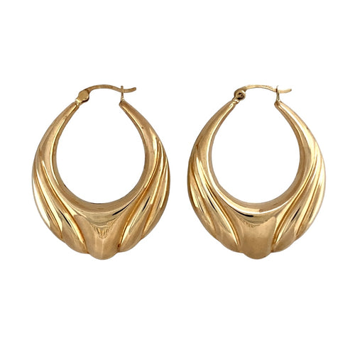 9ct Gold Patterned Creole Earrings
