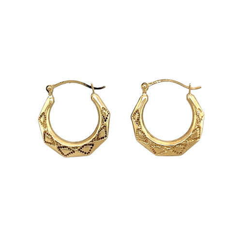 9ct Gold Patterned Creole Earrings