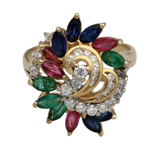 14ct Gold Diamond & Gemstone Set Dress Ring