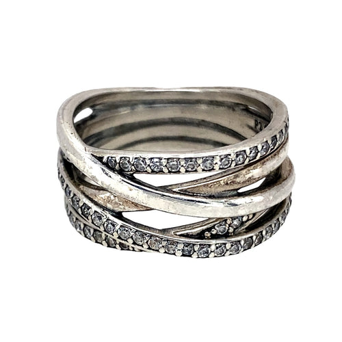 925 Silver & Cubic Zirconia Set Pandora Wide Band Ring