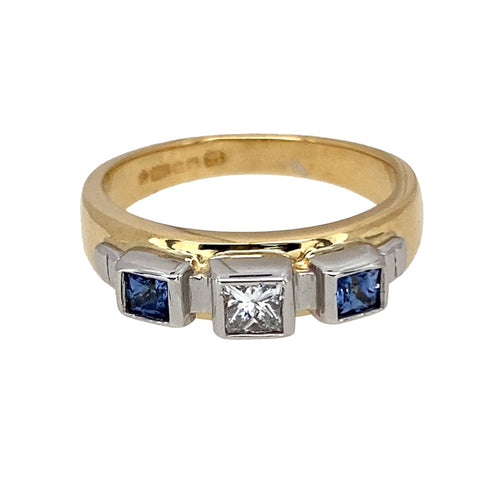 18ct Gold Diamond & Sapphire Set Clogau Band Ring