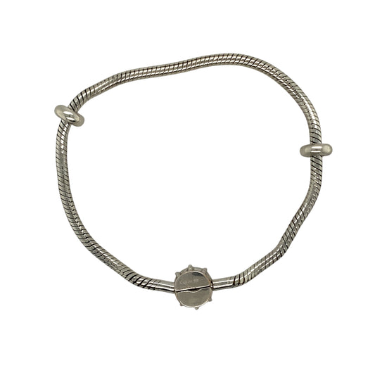 Preowned 925 Silver & 9ct Clogau Rose Gold Clogau Crown Charm Bracelet with the weight 16.60 grams. The crown clasp is 11mm diameter