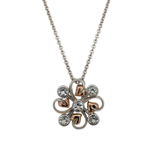 925 Silver & White Topaz Set Tree of Life 18" - 22" Necklace