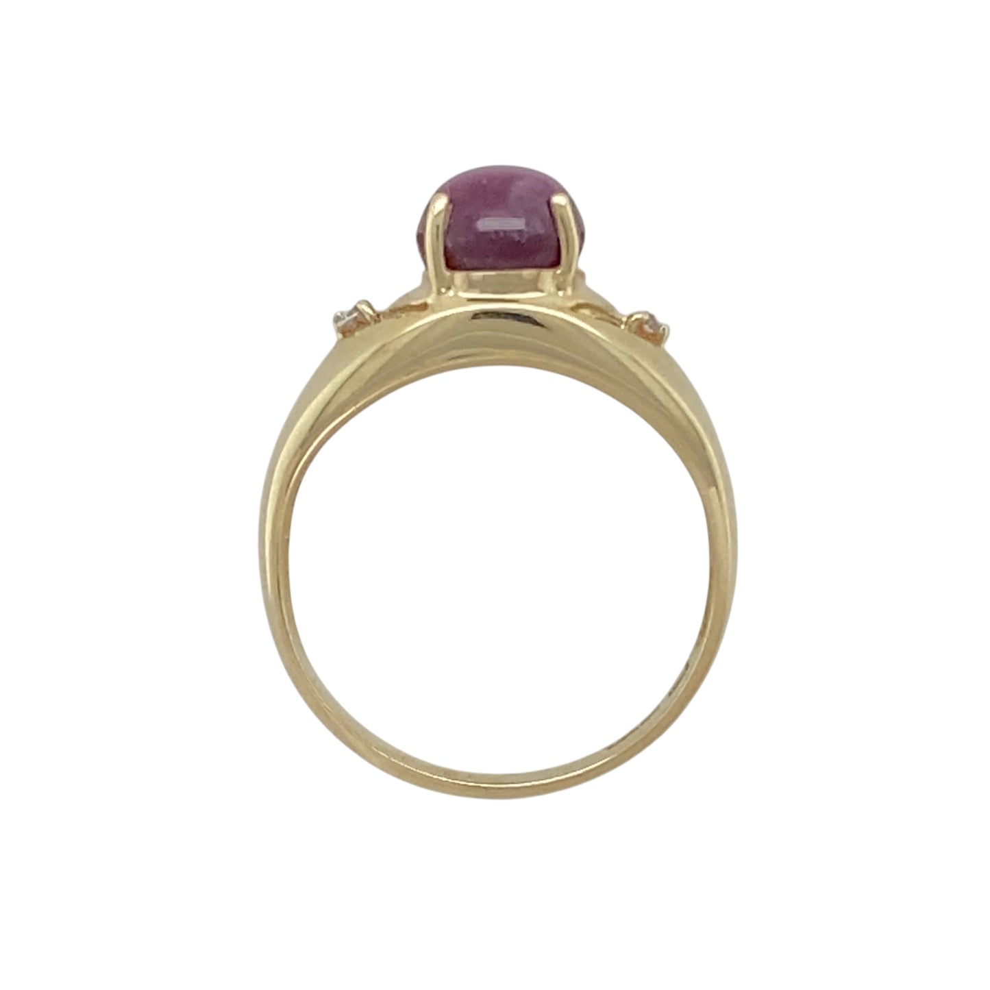 9ct Gold Diamond & Purple Stone Set Ring