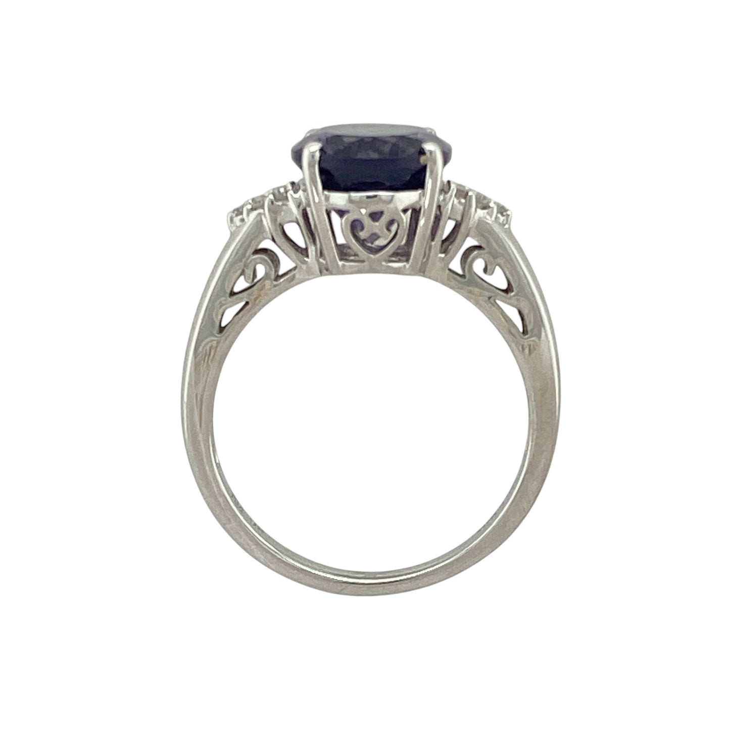 9ct White Gold Diamond & Purple Stone Dress Ring