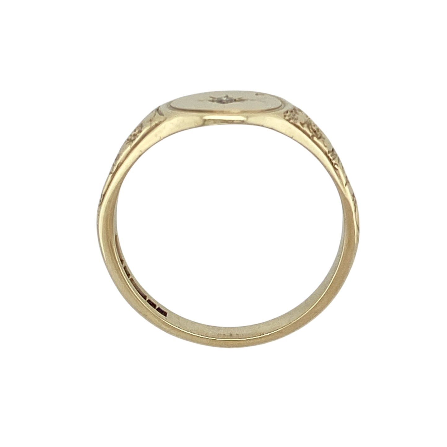 9ct Gold & Diamond Set Oval Signet Ring