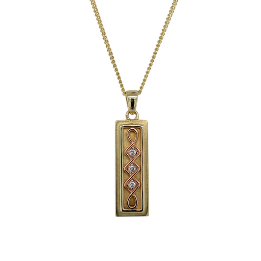 9ct Gold & Diamond Set Clogau Ingot 18" Necklace