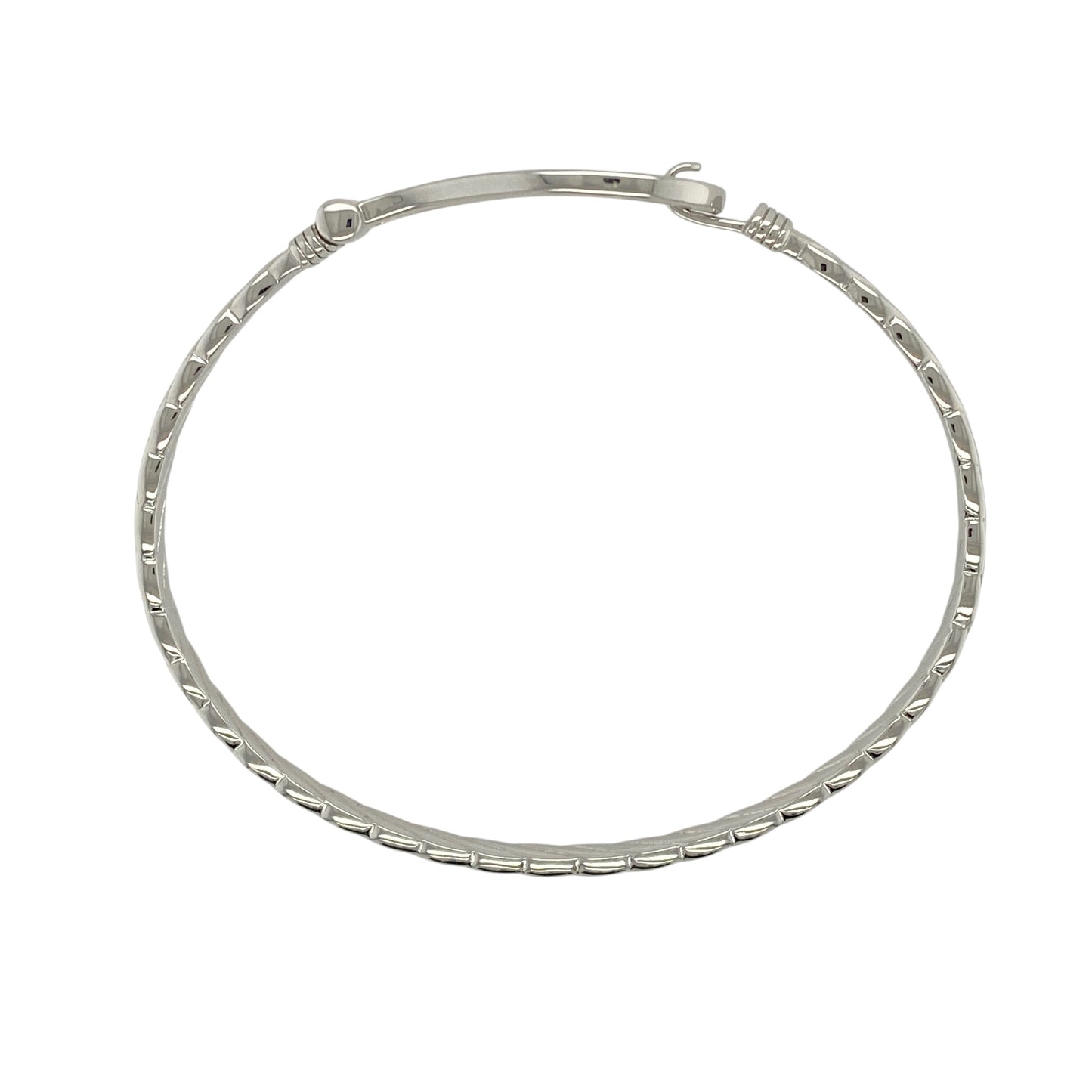 New Solid 925 Silver & Cubic Zirconia Horseshoe Twisted Bangle