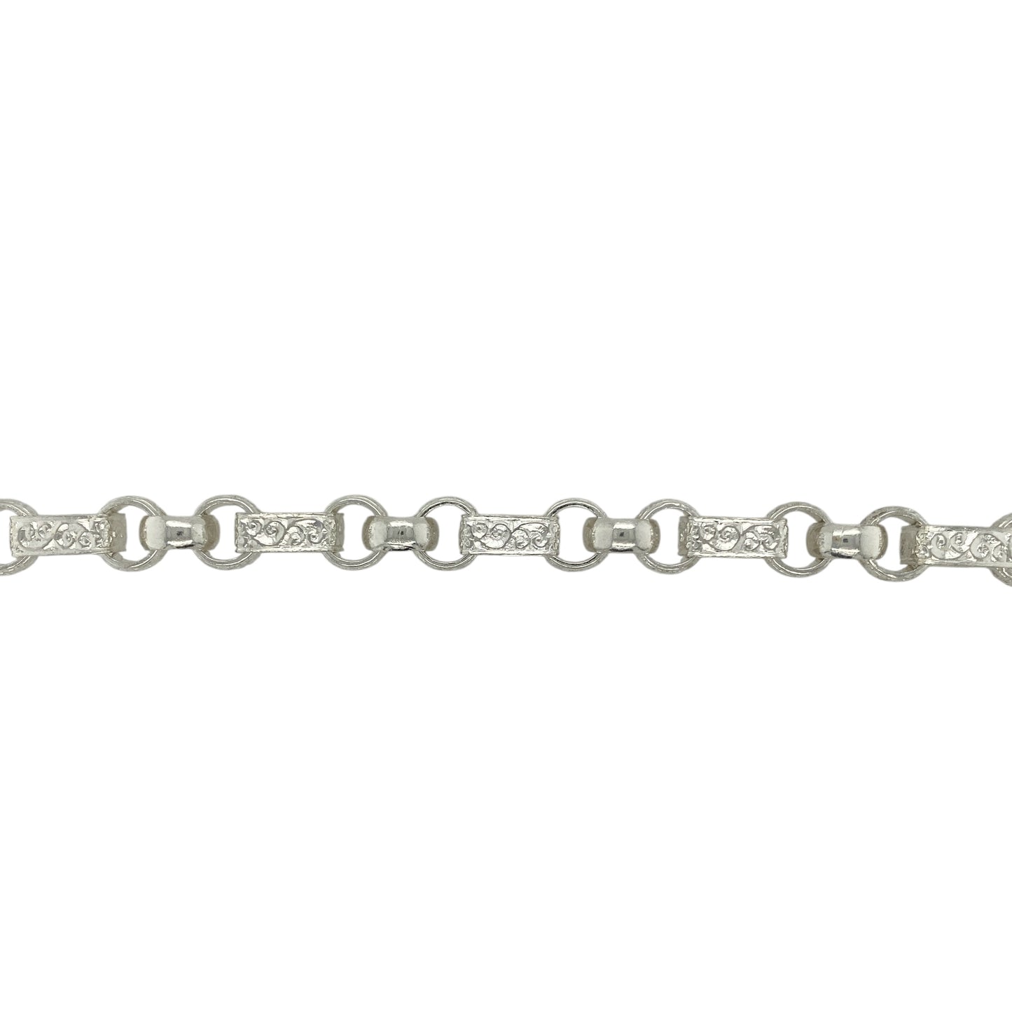 New 925 Silver 8.5" Patterned Engraved Gypsy Style Bracelet