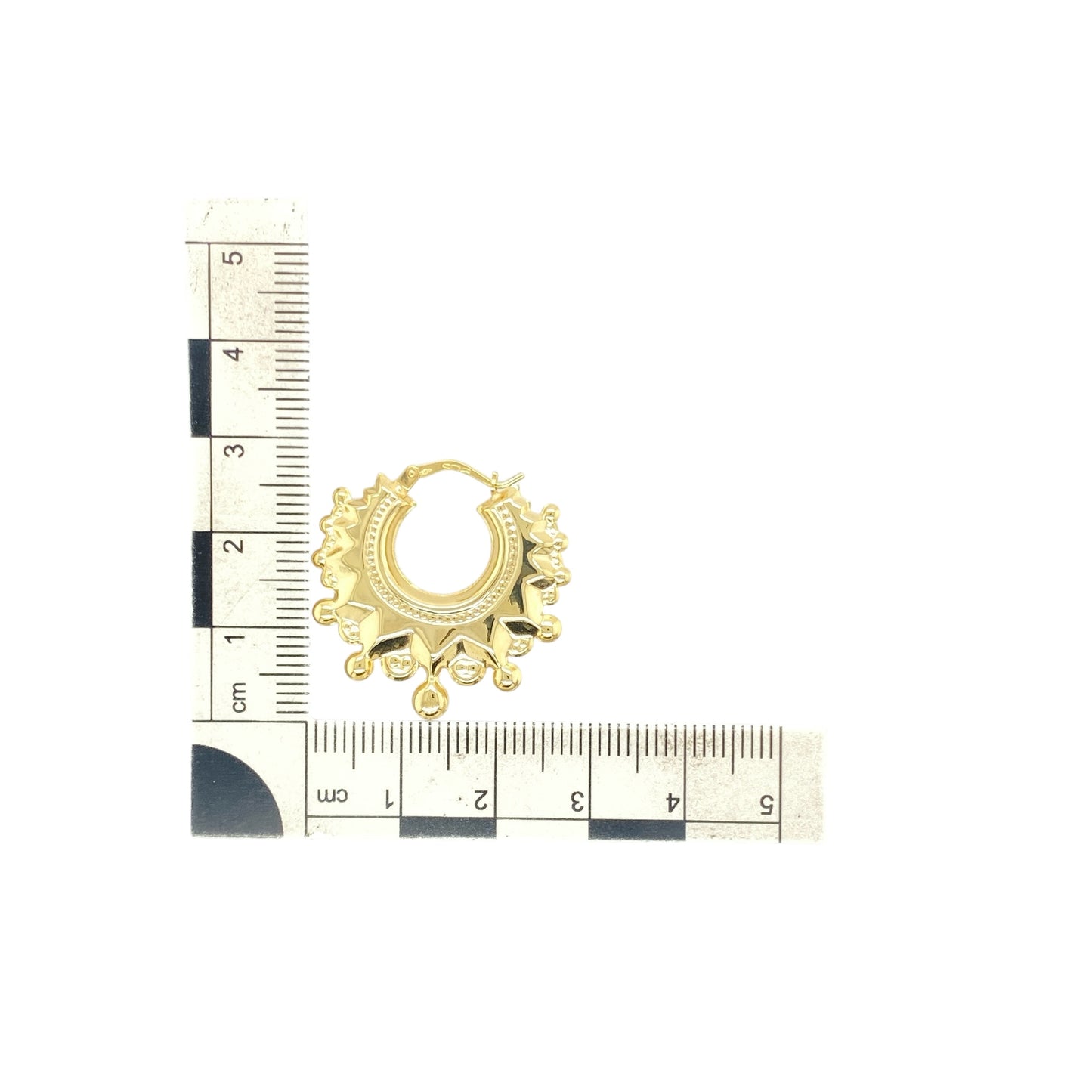 New 9ct Gold 28mm Fancy Round Creole Earrings