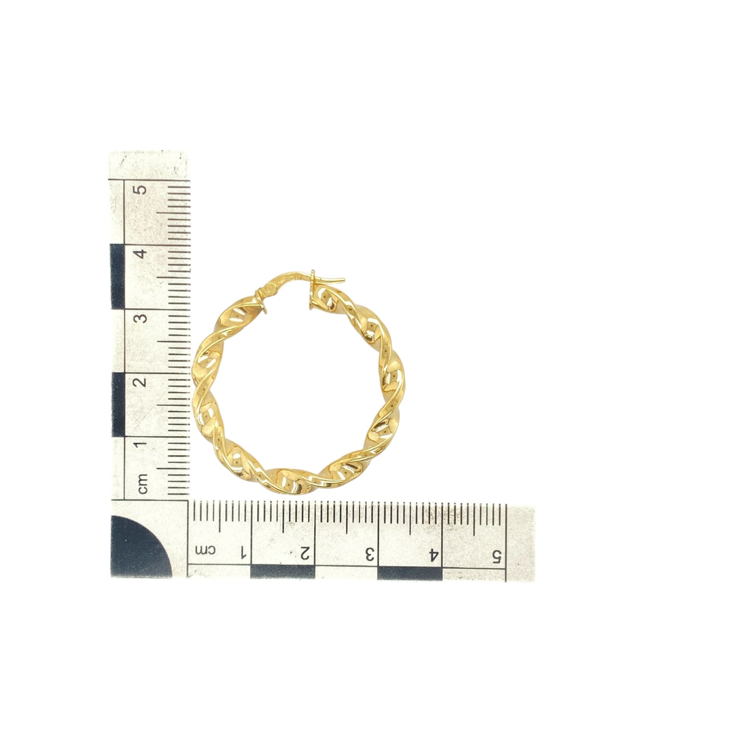 New 9ct Gold 33mm Twisted Hoop Creole Earrings