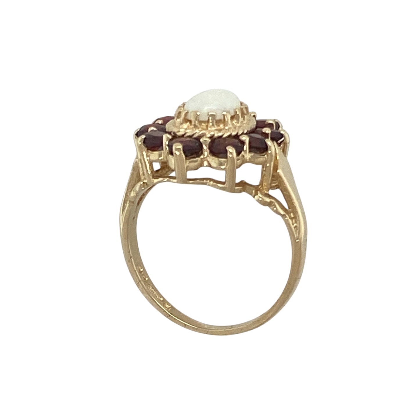 9ct Gold Garnet & Opalique Set Cluster Ring