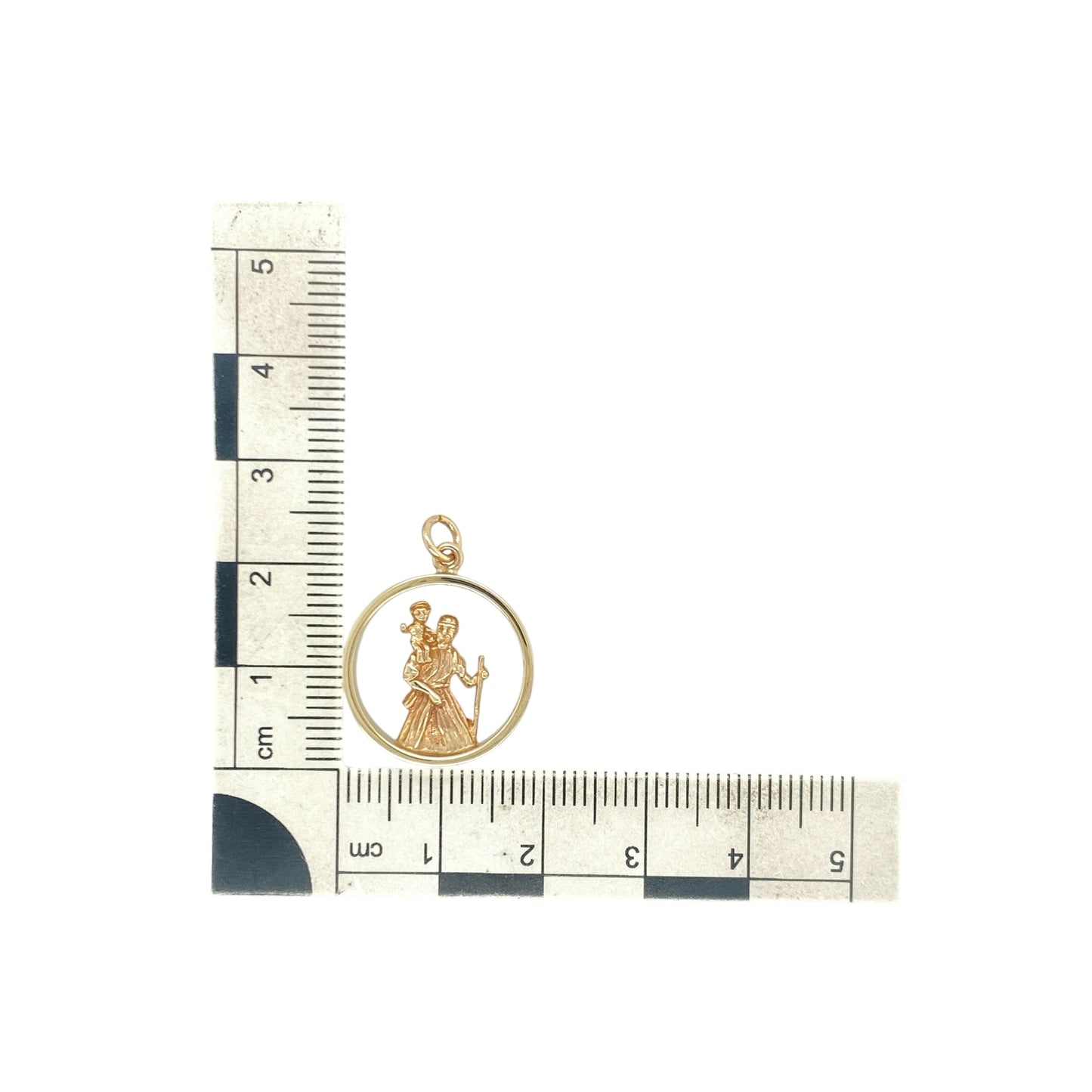 9ct Gold Open Round St Christopher Pendant