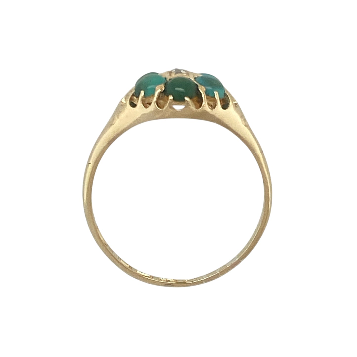 18ct Gold Diamond & Turquoise Set Flower Ring