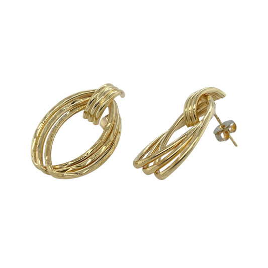 9ct Gold Fancy Oval Drop Earrings