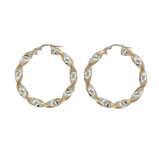 9ct Gold Twisted Hoop Creole Earrings