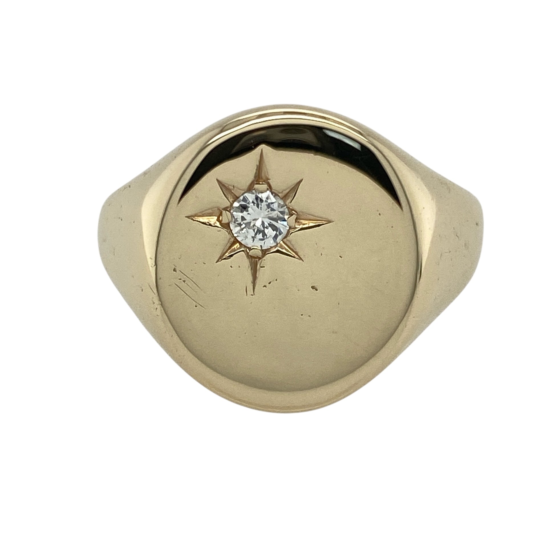 9ct Gold & Diamond Set Oval Signet Ring