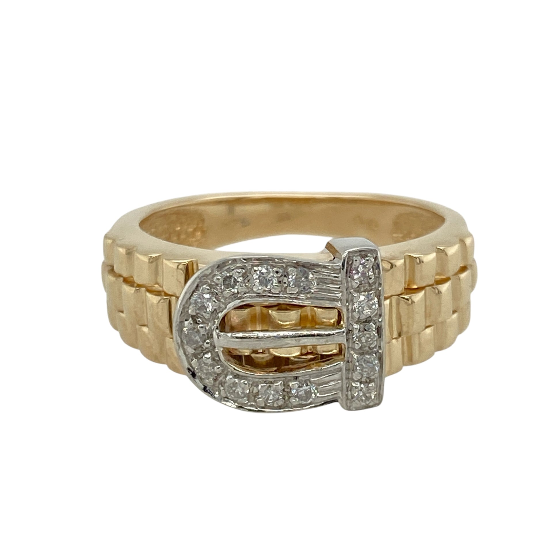 9ct Gold & Diamond Set Buckle Ring
