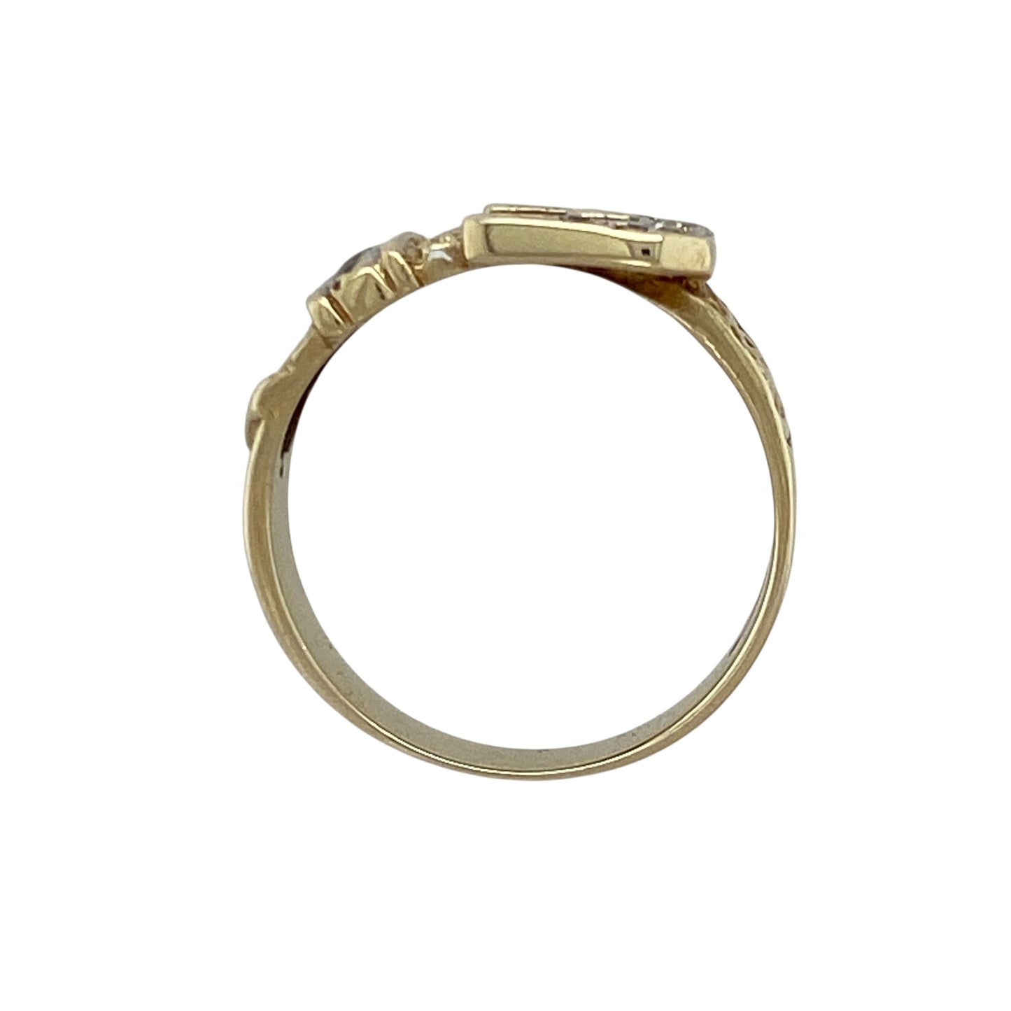 9ct Gold & Cubic Zirconia Set Buckle Ring