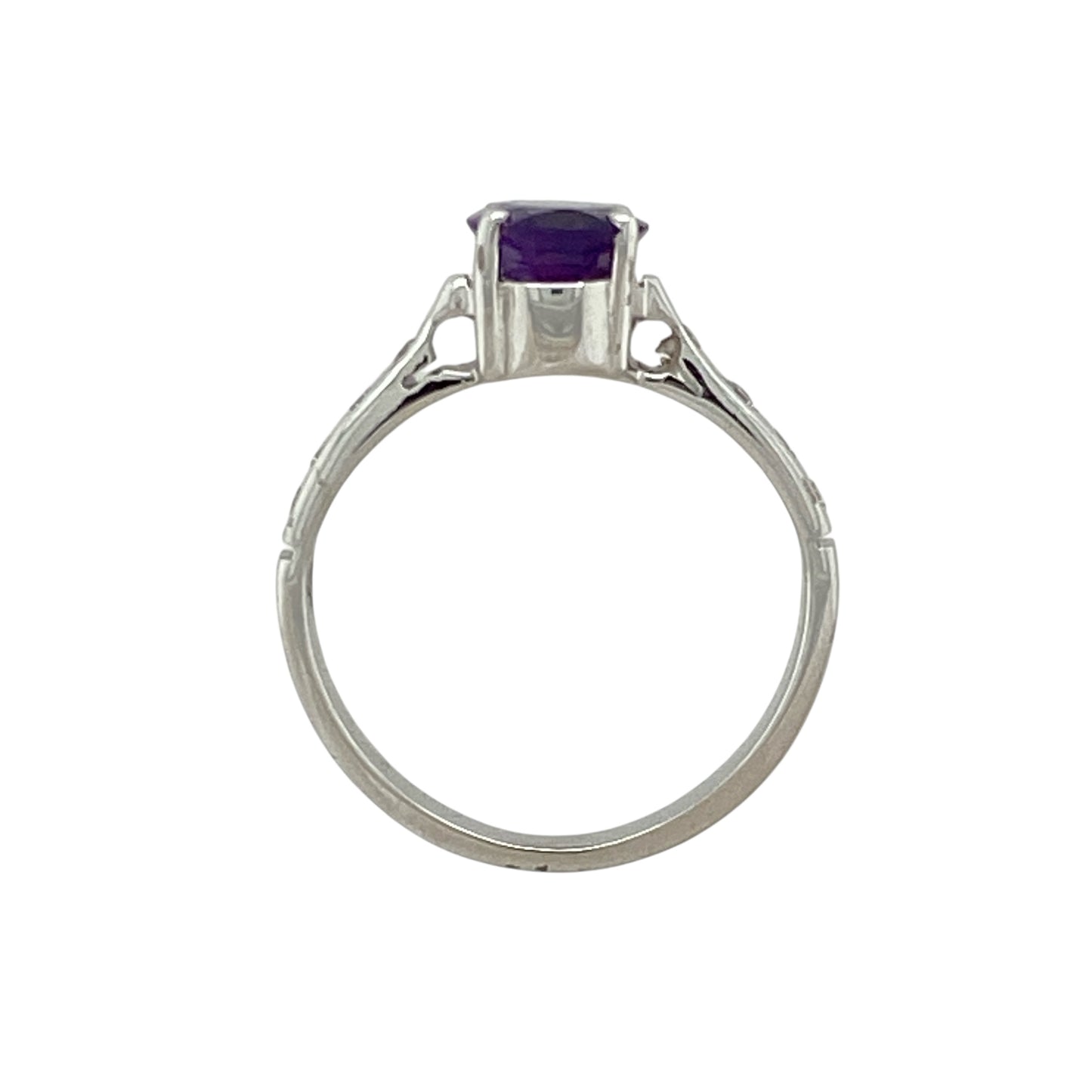 18ct White Gold Diamond & Amethyst Set Ring