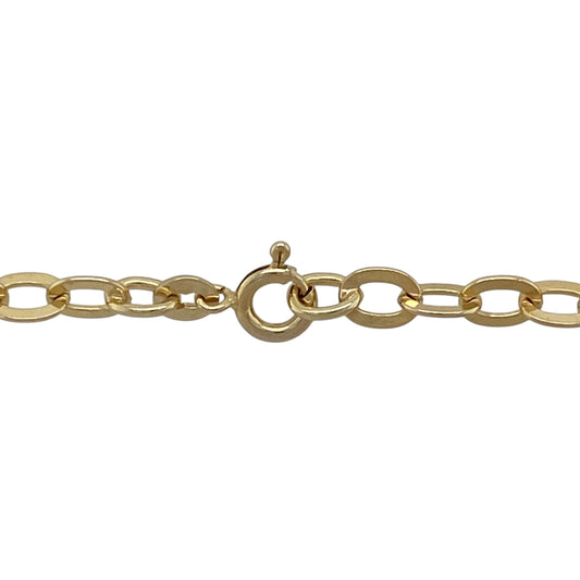 Bring bold style and golden elegance to your collection with this pre-owned 9ct yellow gold flat oval link Belcher chain—a striking design with strong presence, perfect for statement wear.
Design: The 24" chain features flat oval Belcher links, each measuring 5mm in width, creating a distinctive and textured look.
Material: Made from 9-carat yellow gold, the polished finish enhances the flat links and adds timeless appeal.