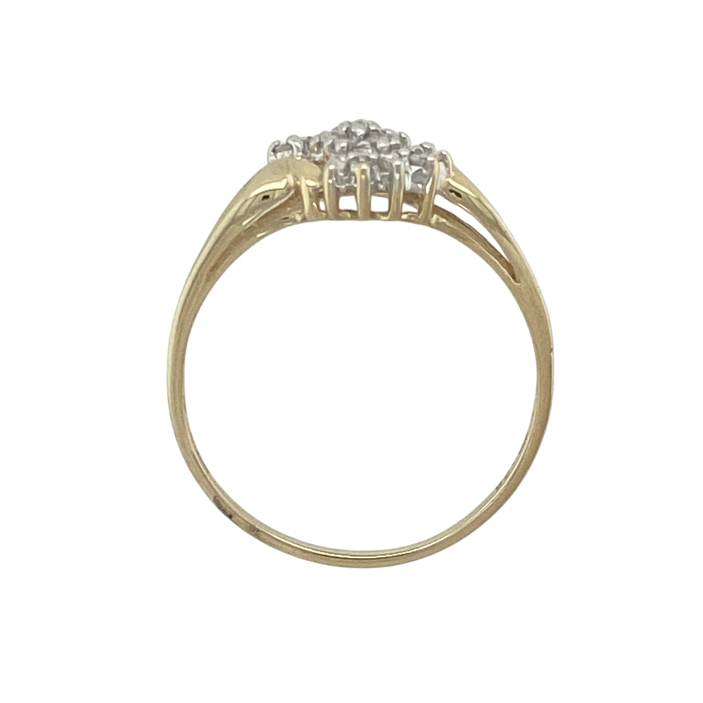 9ct Gold & Diamond Set Split Shoulder Cluster Ring
