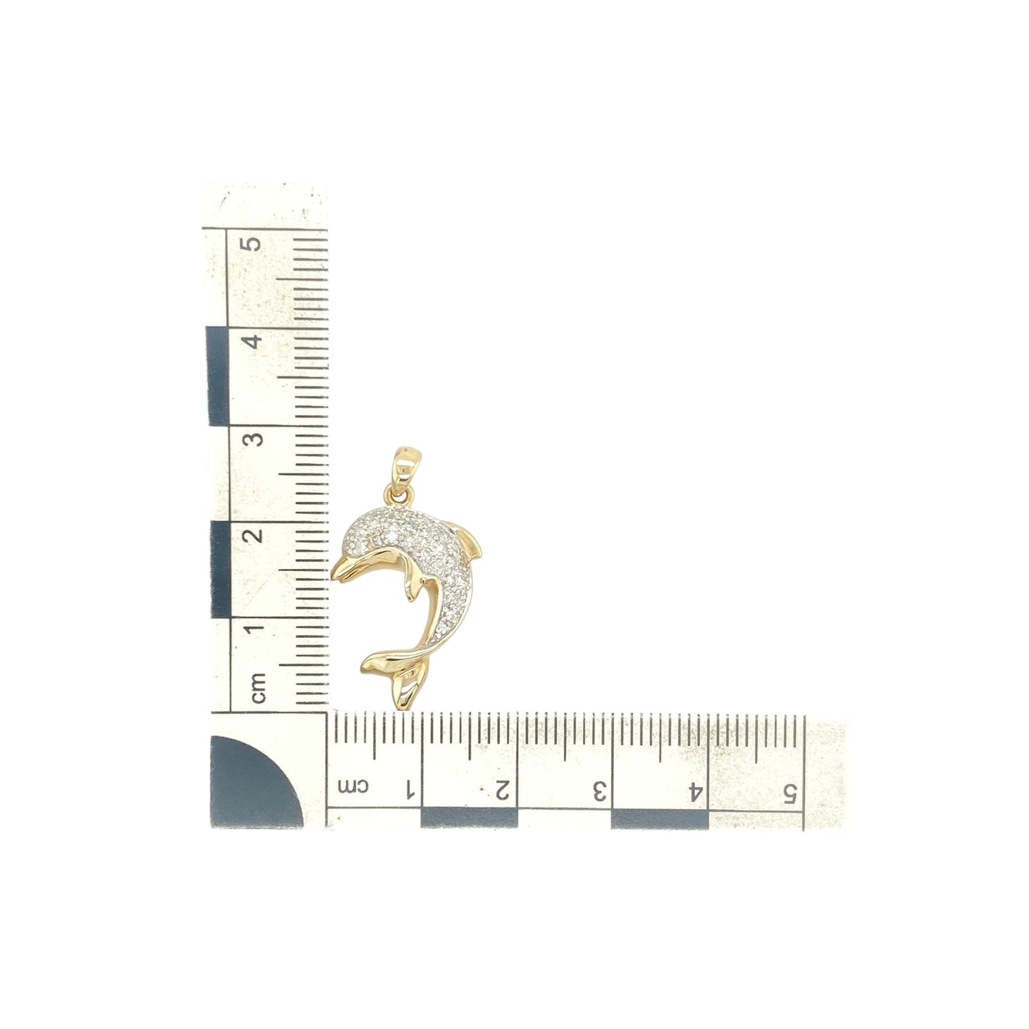 9ct Gold & Diamond Set Dolphin Pendant