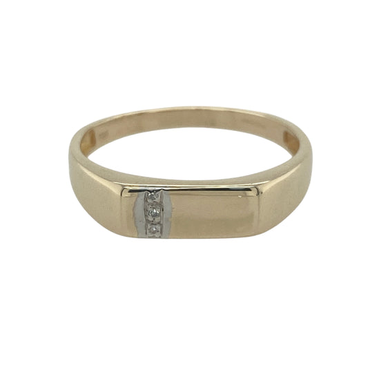 9ct Gold & Diamond Set Signet Ring