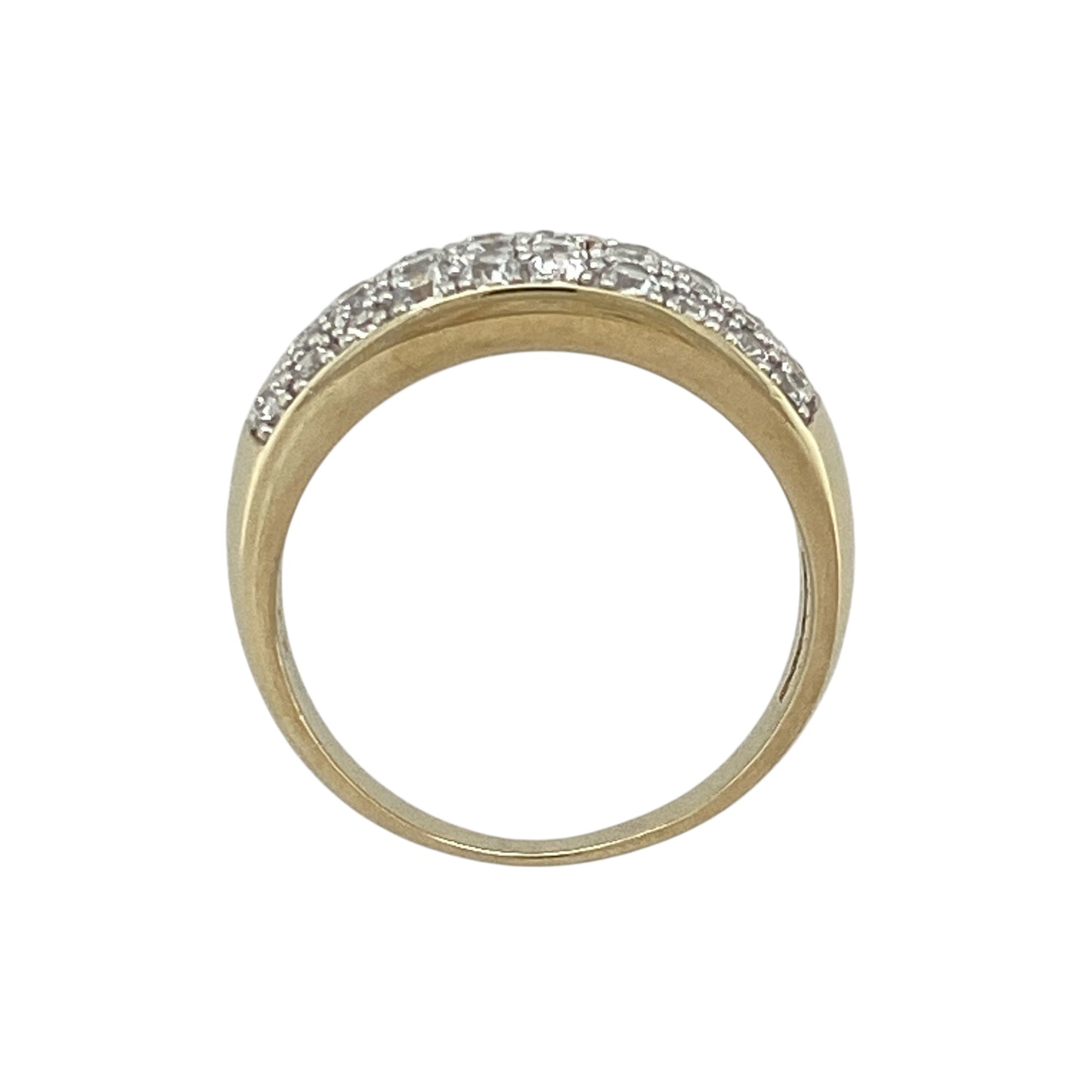 9ct Gold & Cubic Zirconia Set Wide Band Ring