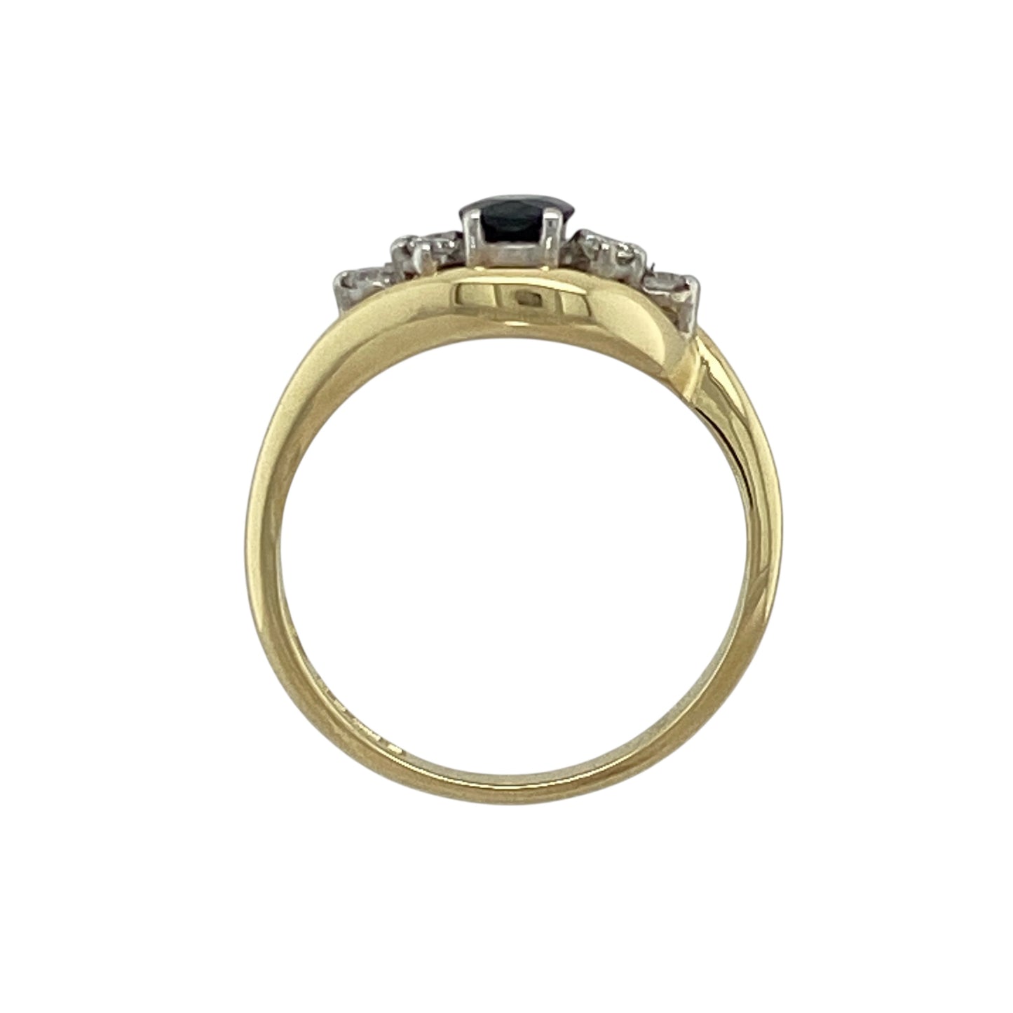 18ct Gold Diamond & Sapphire Set Twist Ring