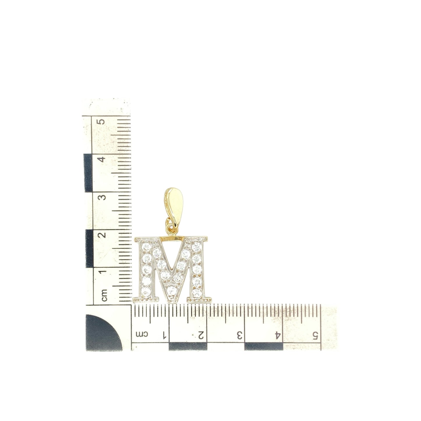 9ct Gold & Cubic Zirconia Set 'M' Initial Pendant