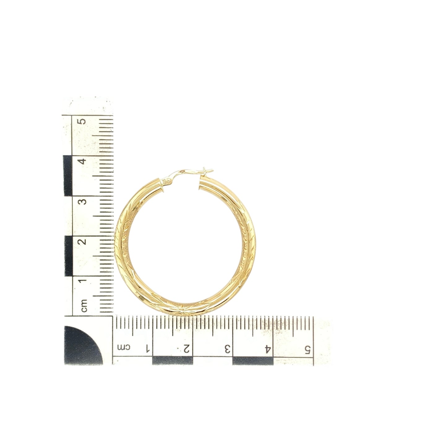 9ct Gold Patterned Hoop Creole Earrings
