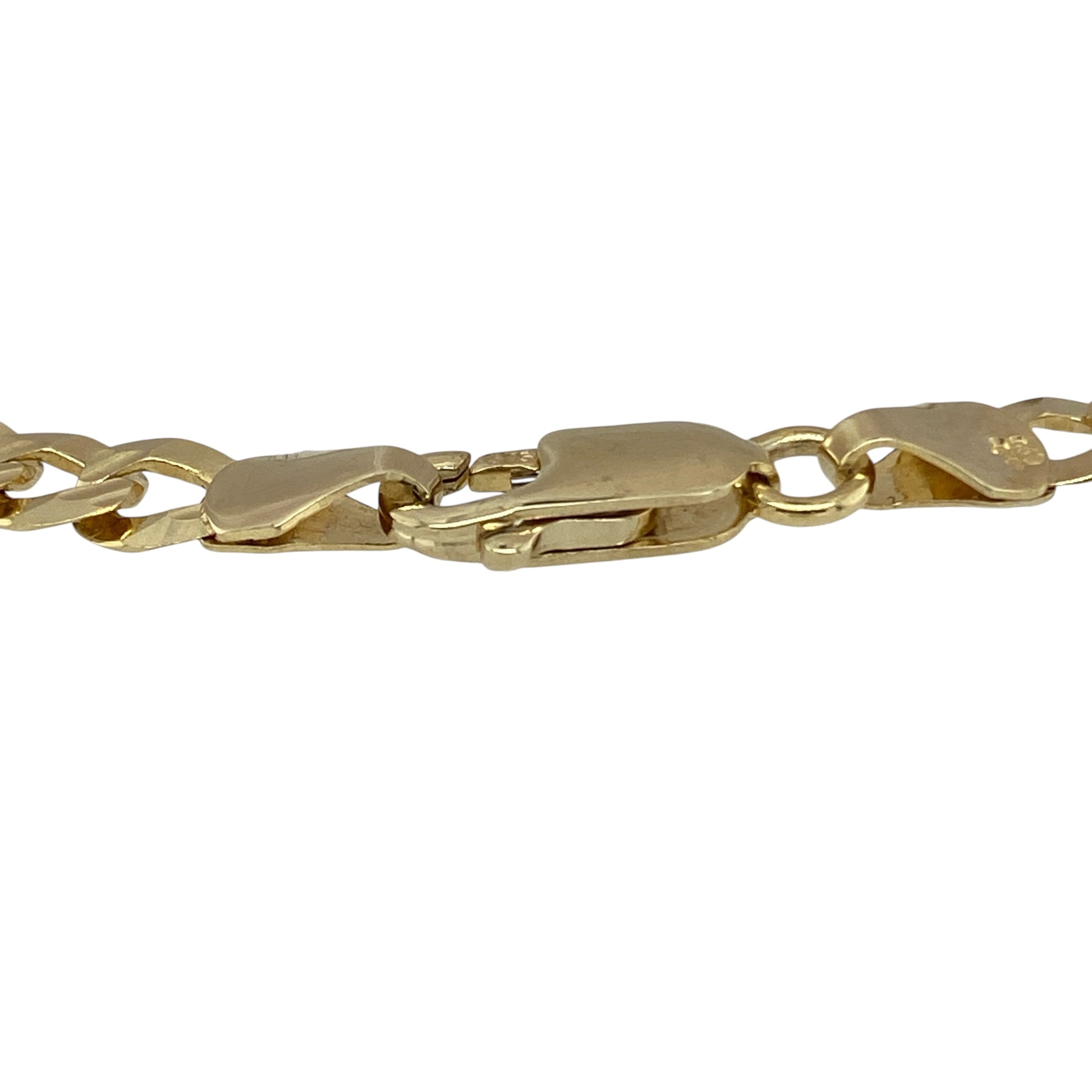 Bring classic style and everyday versatility to your collection with this pre-owned 9ct yellow gold curb bracelet, designed in a traditional link pattern.
Design: The bracelet measures 8.5" in length with 5mm wide curb links, creating a timeless and easy-to-wear style.
Material: Made from 9-carat yellow gold, the polished finish enhances the warm tone and smooth link design.
Bracelet Detail: The curb link style is durable and versatile, making it suitable for both daily wear and layering with other pieces.