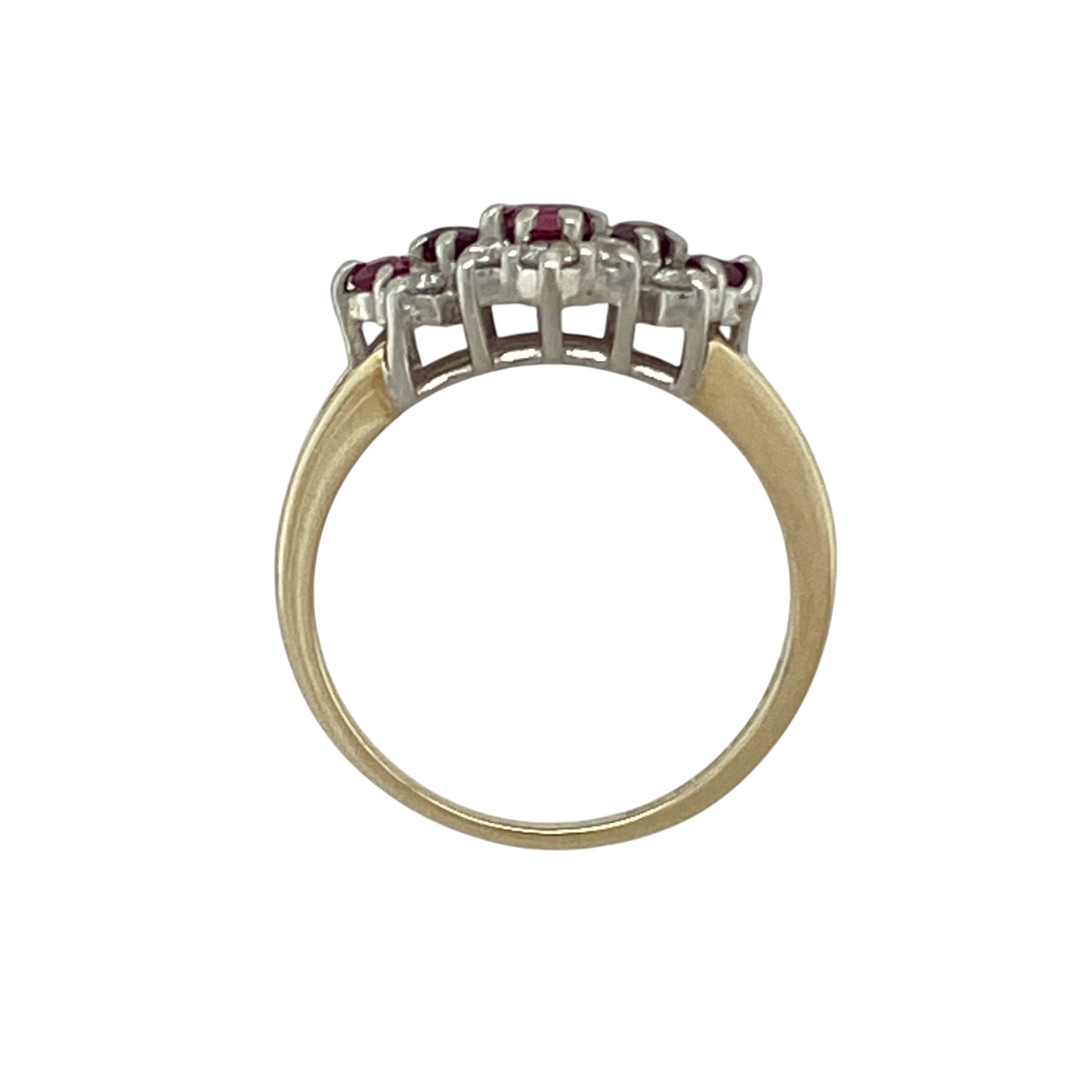 9ct Gold Diamond & Ruby Set Cluster Ring