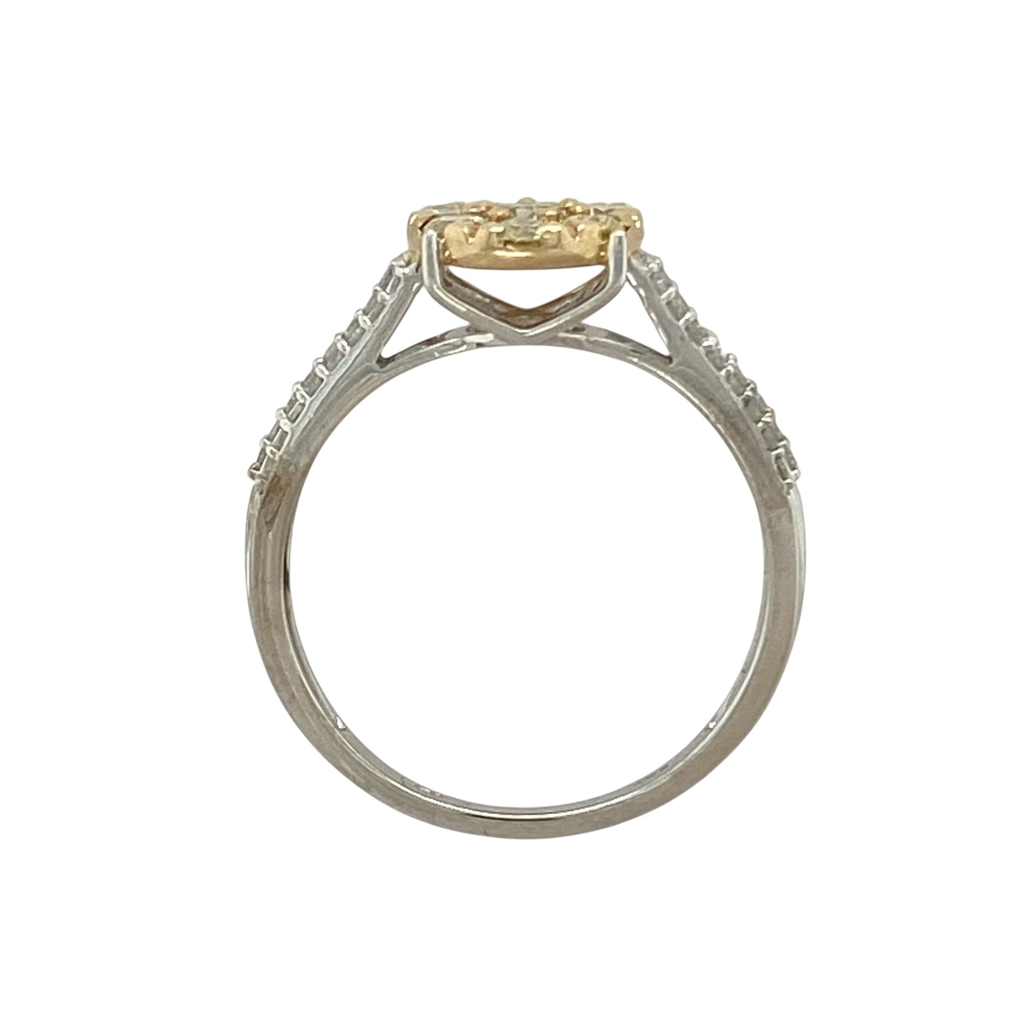 9ct White Gold & Diamond Set Flower Cluster Ring