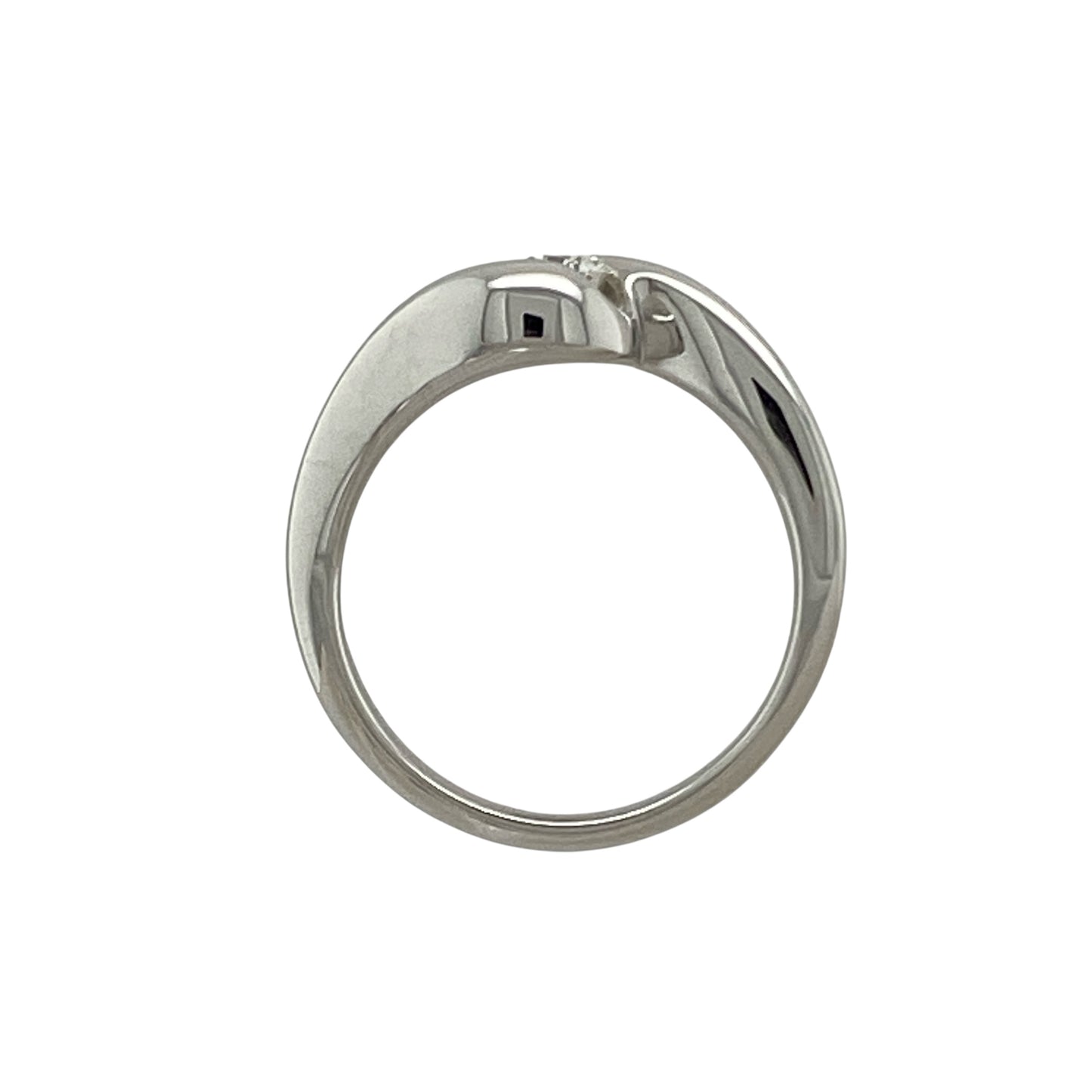 18ct White Gold & Diamond Set Twist Solitaire Ring