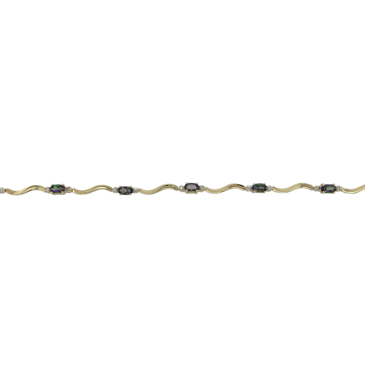 9ct Gold Diamond & Mystic Topaz Set 7.5" Bracelet