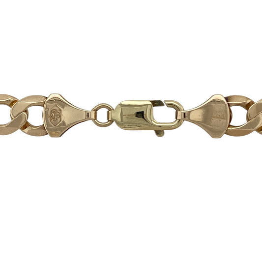 Make a bold statement with this pre-owned 9ct yellow gold curb chain, a substantial and timeless design with strong presence.
Design: The chain measures 22" in length and features classic 9mm wide curb links, offering a bold and eye-catching style.
Material: Made in 9-carat yellow gold, the polished finish enhances the warm tone and smooth texture of the links.
Chain Detail: Designed for durability and impact, this chain can be worn alone as a standout piece or paired with a large pendant for added style.