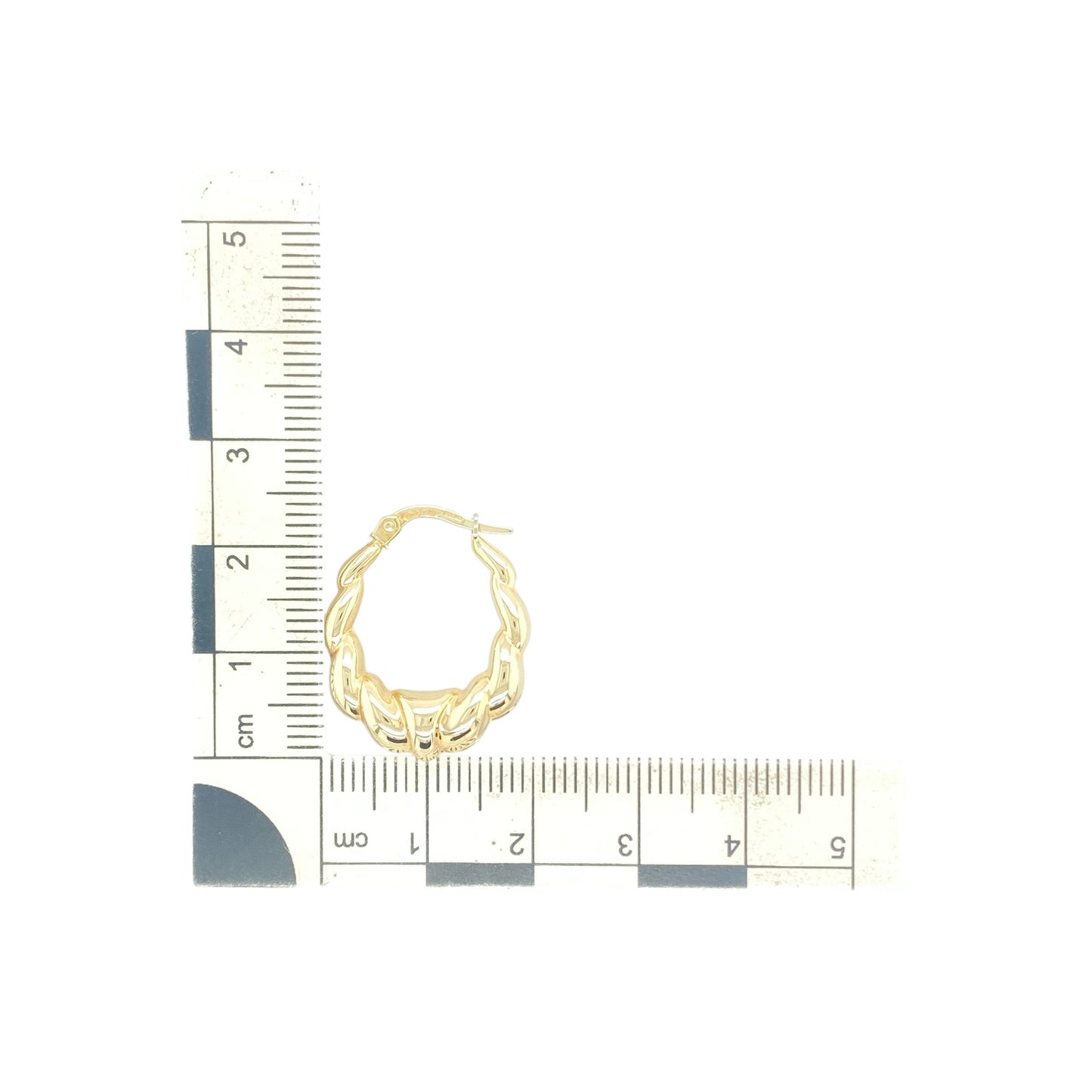9ct Gold Bubble Twist Oval Creole Earrings