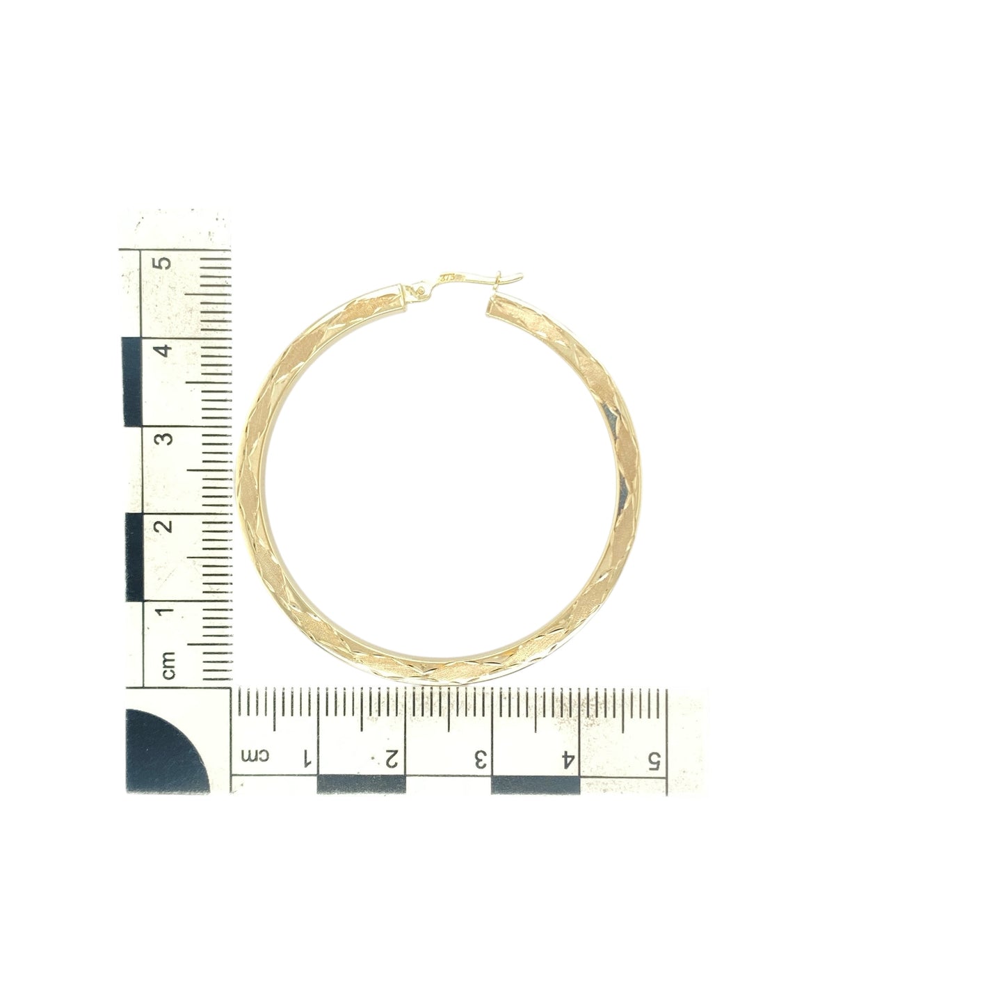 9ct Gold Patterned Hoop Creole Earrings