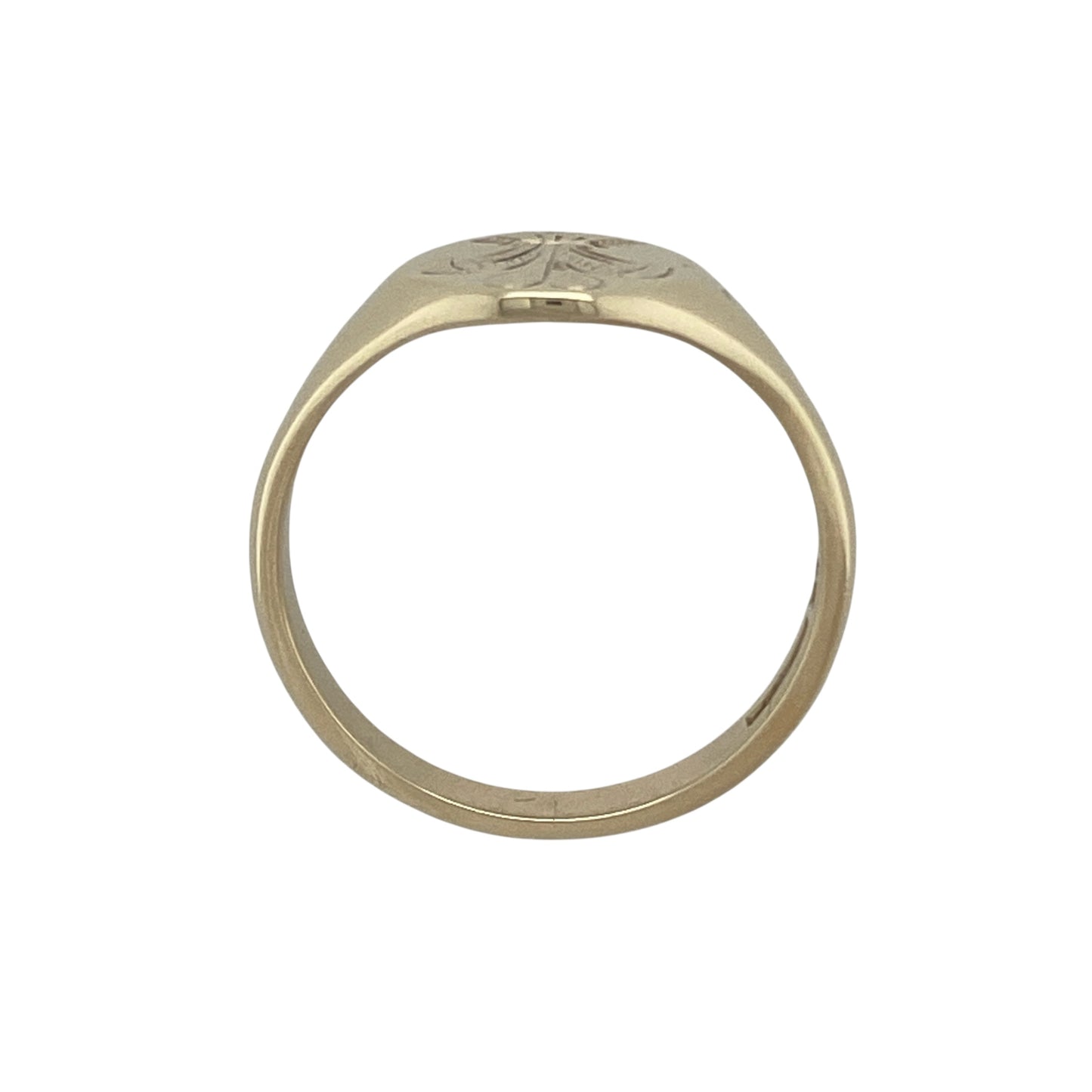 9ct Gold Three Feathers Oval Signet Ring