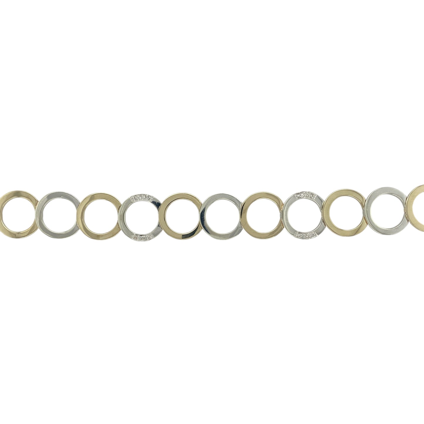 9ct Gold & Diamond Set Circle Link 7.75" Bracelet