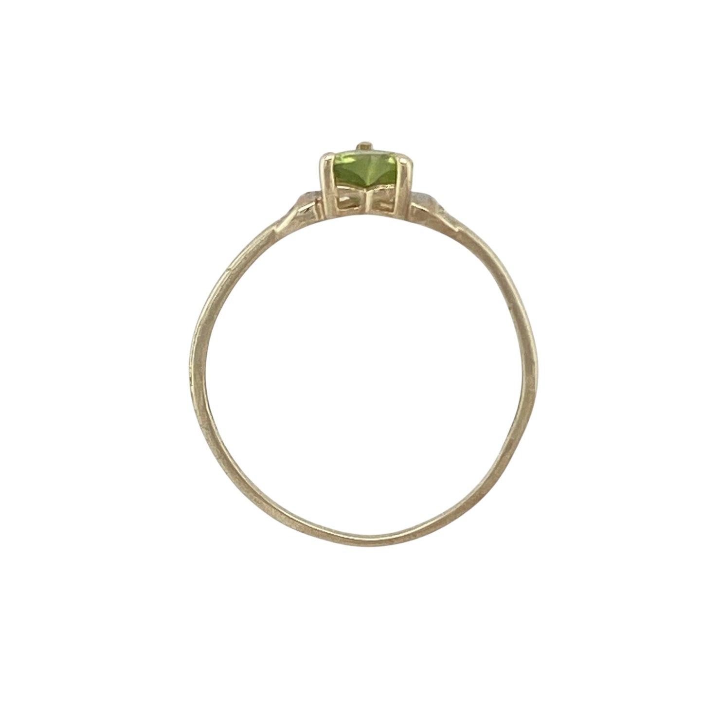 9ct Gold & Heart Peridot Set Ring