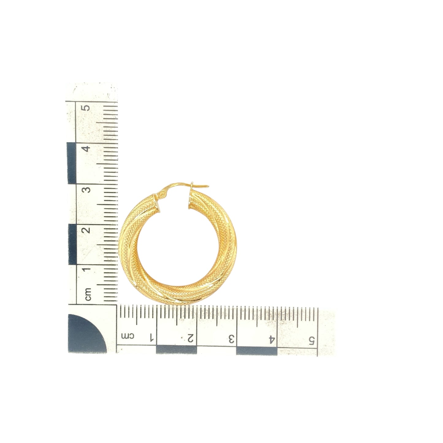 9ct Gold Patterned Twist Hoop Creole Earrings